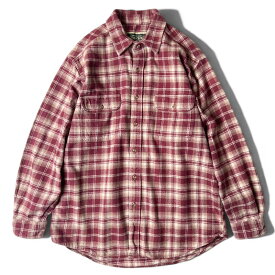 90s FIELD STREAM チェック コットン ヘビー フランネル シャツ / 90年代 オールド ネルシャツ ピンク ベージュ 【中古】 古着 アメリカ古着 USED ユーズド 中古 VINTAGE US古着 アメカジ