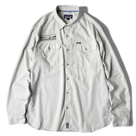 17年製 Patagonia カヨ ラルゴ オーガニック コットン ヘンプ 長袖 シャツ M / パタゴニア 無地 長袖 グレー 企業物 企業 刺繍 【中古】 古着 アメリカ古着 USED ユーズド 中古 VINTAGE US古着 アメカジ