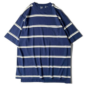 90s GAP ポケット付き ボーダー コットン 半袖 Tシャツ M / 90年代 オールド ギャップ カットソー 2トーン ネイビー ホワイト ポケT 【中古】 古着 アメリカ古着 USED ユーズド 中古 VINTAGE US古着 アメカジ