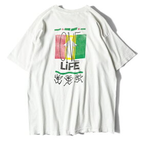 雰囲気系 90s 1993 ONE LOVE ラスタカラー アート プリント 半袖 Tシャツ / 90年代 オールド シングル ステッチ ホワイト 【中古】 古着 アメリカ古着 USED ユーズド 中古 VINTAGE US古着 アメカジ