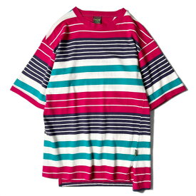 90s USA製 Cross Creek マルチカラー ボーダー 半袖 Tシャツ M / 90年代 アメリカ製 オールド ボーダーT 【中古】 古着 アメリカ古着 USED ユーズド 中古 VINTAGE US古着 アメカジ