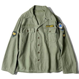 50s US ARMY 米軍実物 OG-107 コットン サテン ユーティリティ シャツ 1st 筒袖 初期 / 50年代 ビンテージ ミリタリー ジャケット 【中古】 古着 アメリカ古着 USED ユーズド 中古 VINTAGE US古着 アメカジ
