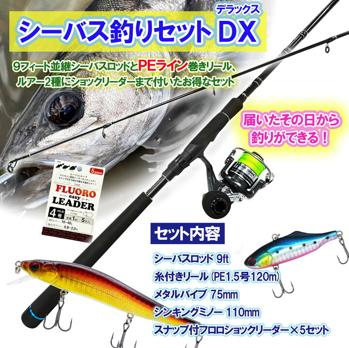 楽天市場】【送料無料】ルナヒサノ シーバス釣りセットDX 9フィート 並 
