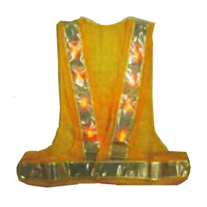 赤LED安全ベスト 黄色×白 テープ幅60mm 14000mcd 赤LED16個 LED-YW エース神戸