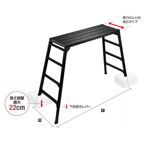 長谷川工業 脚部伸縮足場台 DRSWB-1200(CD:10061) アルミ カラーアルマイト 脚部伸縮式 折りたたみ式 ブラックレーベル ※法人宛限定