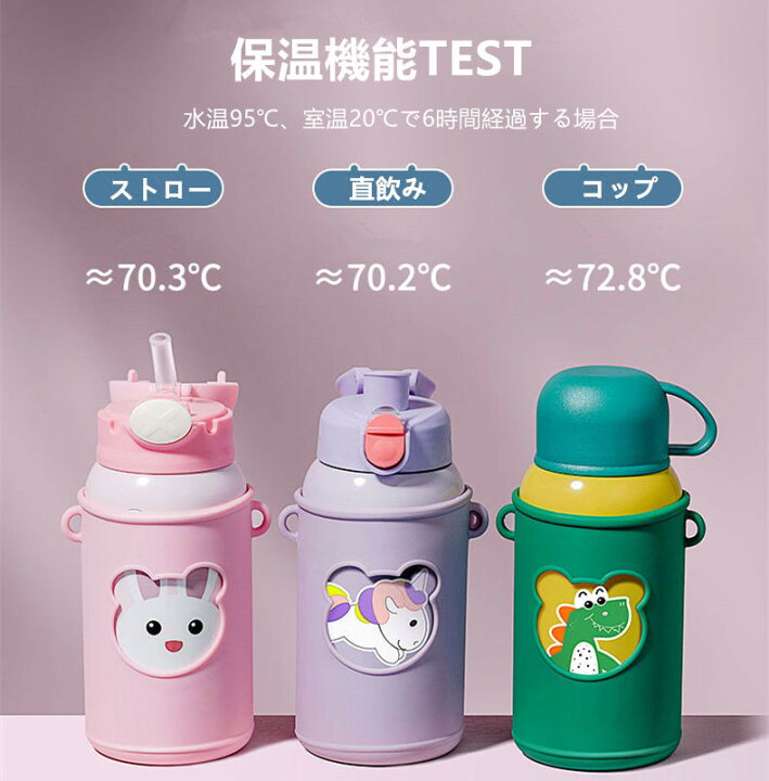 楽天市場 水筒 キッズ ストロー ステンレス 3way 550ml おしゃれ 直飲み コップ付き 保冷保温 携帯便利 軽量 大容量 キッズ 女の子 男の子 ステンレス 水筒 Runelves