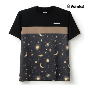 ADMIRAL メンズ フロントライングラフィックTEE ATMA515-010 2025FW ブラック 吸水速乾 UVカット ストレッチ アドミラル MEN テニスウェア バドミントン ソフトテニス ポスト投函