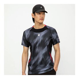 【9日20時～28時間限定★最大ポイント39倍】le coq sportif tシャツ ゲームシャツ メンズ テニスウェア 半袖 暑さ対策 JTA公認 QTMWJA31-BK　2023FW ブラック　ルコックスポルティフ MEN　テニス