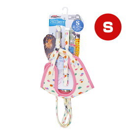 おそとたんけん ソフトハーネスリード S あしあと ドギーマン ▼a ペット グッズ 犬 ドッグ ハーネス 散歩用引きひも一体型胴輪 メッシュ素材 ソフト生地 小型犬用 7kg以下 DoggyMan