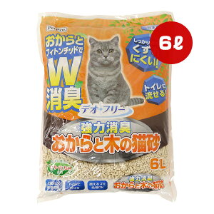 【特価販売中!!】デオフリー 強力消臭 おからと木の猫砂 6L ペットプロ ▼a ペット グッズ 猫 キャット 植物由来 トイレに流せる 燃えるゴミ処理OK 国産 PetPro