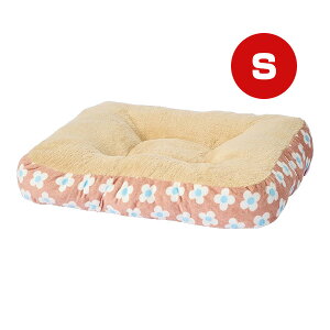 もこもこスクエアクッション S フラワーブラウン ボンビアルコン ▼g ペット グッズ 犬 ドッグ 猫 キャット フラット すべり止め 秋冬