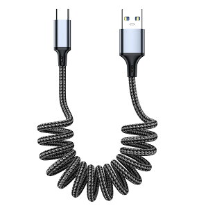 USB-C�}���[�d�P�[�u�� �L�т� USB-C & USB-A 3.0A �^�C�vc �P�[�u�� �Z�� Carplay �Ή� �R�C���^ ���܂�h�~ �L�k���� ���ϋv�� �J�[���R�[�h �i�C�����҂� USB-C PD�[�d�P�[�u�� Android Auto�AiPhone 17/16/15