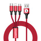 Lightning / Micro USB / USB Type-C 3in1 充電ケーブル 急速充電 1.2m iPhone /Android / USB Type C 3 in 1 USB コード iPhoneX iPhne8 iPhone7 iPhone6 iPhoneSE Android Xpeiraスマホ ライトニング