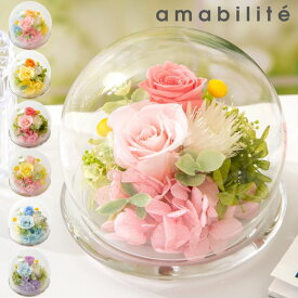 プリザーブドフラワー ガラスドーム 【アマビリテ】 バースデー 誕生日プレゼント 還暦 還暦祝い 敬老の日 プレゼント 古希祝い 彼女 米寿 お祝い 誕生日 花 女性 母親 母 友達 喜寿のお祝い 古希 女友達 喜寿プレゼント 傘寿 祝い ブリザードフラワ- ブリザ-ブドフラワー