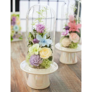 プリザーブドフラワー 仏花 ガラスドーム ミニ 仏壇用 小さい お供え 花 フラワー アレンジメント 【花音】 お悔やみ 四十九日 49日 法事 法要 1周忌 一周忌 初七日 七回忌 命日 おしゃれ お盆