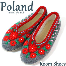 ポーランド　ルームシューズ クラクフ花刺繍サイズ37(23.5cm-24cm)　北欧　室内履き　05P07Feb16