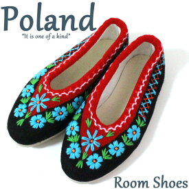 ポーランド　ルームシューズ クラクフ花刺繍サイズ37(23.5cm-24cm)　北欧　室内履き　05P07Feb16