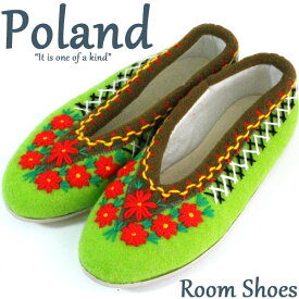 ポーランド　ルームシューズ クラクフ花刺繍サイズ36(23cm-23.5cm)　北欧　室内履き　手作り05P07Feb16