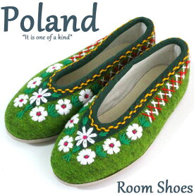 ポーランド　ルームシューズ クラクフ花刺繍サイズ36(23cm-23.5cm)　北欧　室内履き　手作り05P07Feb16