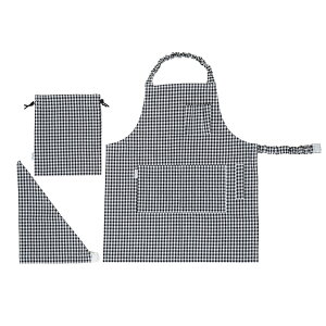 キッズエプロン 3点セット ヴィエレッサ 120〜140cm 三角巾 巾着袋付き ゴム入り仕様 サイズ調節可 綿100% vieressa 子ども ジュニア メール便 送料無料
