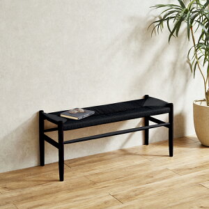 ダイニングベンチ 100cm ペーパーコード ベンチ 木製 木製ベンチ 室内 ブラック コンパクト 北欧 ペーパーコードチェア ペーパーコードベンチ ナルディー