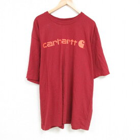 【中古】古着 カーハート Carhartt 半袖 ブランドTシャツ メンズ ビッグロゴ 大きいサイズ 2L LL ビッグシルエット ゆったり ビッグサイズ オーバーサイズ ロング丈 クルーネック 丸首 エンジ XLサイズ 中古 | 春夏 夏物 夏服 メンズファッション カットソー ティーシ 2OF