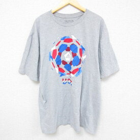 【中古】古着 アディダス adidas 半袖 ブランドTシャツ メンズ USAロゴ 大きいサイズ 2L LL ビッグシルエット ゆったり ビッグサイズ オーバーサイズ クルーネック 丸首 グレー 霜降り XLサイズ 中古 | 春夏 夏物 夏服 メンズファッション カットソー ティーシャツ テ