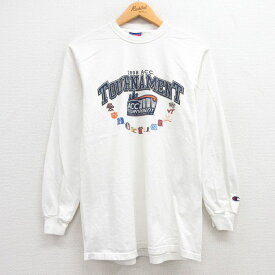 【中古】古着 チャンピオン champion 長袖 ビンテージ ヴィンテージTシャツ メンズ 00年代 00s ACC バスケットボール クルーネック 丸首 白 ホワイト Lサイズ 中古 | 春夏 春物 春服 秋冬 秋物 秋服 メンズファッション ロンT カットソー ロンティー ロングT ロングTシ