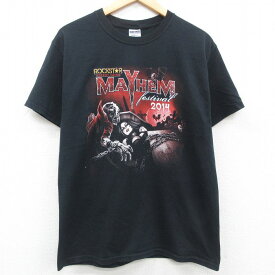 【中古】古着 半袖 ロックTシャツ バンドTシャツ メンズ アヴェンジドセヴンフォールド アベンジドセブンフォールド コーン MAYHEM フェスティバル クルーネック 丸首 黒 ブラック Lサイズ 中古 | 春夏 夏物 夏服 メンズファッション カットソー ティーシャツ ティシャ