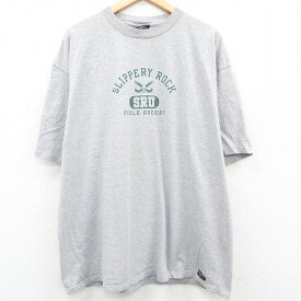 【中古】古着 ジャンスポーツ 半袖 ビンテージ ヴィンテージTシャツ メンズ 00年代 00s SLIPPERY ROCK ホッケー 大きいサイズ 2L LL ビッグシルエット ゆったり ビッグサイズ オーバーサイズ クルーネック 丸首 グレー 霜降り XLサイズ 中古 | 春夏 夏物 夏服 ヴィンテ 2OF