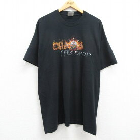 【中古】古着 半袖 ビンテージ ヴィンテージTシャツ メンズ 00年代 00s CHOS FAB SHOP 大きいサイズ 2L LL ビッグシルエット ゆったり ビッグサイズ オーバーサイズ クルーネック 丸首 黒 ブラック XLサイズ 中古 | 春夏 夏物 夏服 メンズファッション カットソー ティ