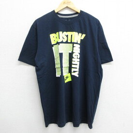 【中古】古着 ナイキ NIKE 半袖 ブランドTシャツ メンズ ワンポイントロゴ BUSTIN IT コットン クルーネック 丸首 紺 ネイビー XLサイズ 中古 | 春夏 夏物 夏服 メンズファッション カットソー ティーシャツ ティシャツ メンズTシャツ 半袖Tシャツ 半袖ティーシャツ カ 2OF