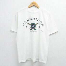 【中古】古着 半袖 ビンテージ ヴィンテージTシャツ メンズ 90年代 90s ケンブリッジ ノーティカ NAUTICA 船 クルーネック 丸首 USA製 アメリカ製 白 ホワイト 【spe】 Lサイズ 中古 | 春夏 夏物 夏服 ヴィンテージTシャツ メンズファッション カットソー ティーシャツ