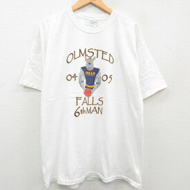 【中古】古着 半袖 ビンテージ ヴィンテージTシャツ メンズ 00年代 00s OLMSTED バスケットボール 大きいサイズ 2L LL ビッグシルエット ゆったり ビッグサイズ オーバーサイズ コットン クルーネック 丸首 白 ホワイト XLサイズ 中古 | 春夏 夏物 夏服 ヴィンテージT