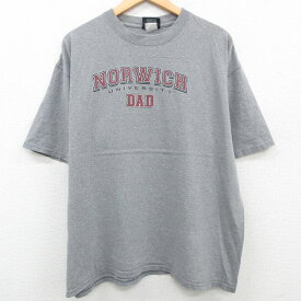 【中古】古着 ジャンスポーツ 半袖 ビンテージ ヴィンテージTシャツ メンズ 00年代 00s NORWICH カレッジ 大きいサイズ 2L LL ビッグシルエット ゆったり ビッグサイズ オーバーサイズ クルーネック 丸首 グレー 霜降り XLサイズ 中古 | 春夏 夏物 夏服 ヴィンテージT 2OF