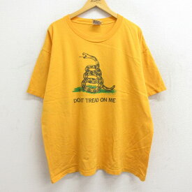 【中古】古着 半袖 ビンテージ ヴィンテージTシャツ メンズ 90年代 90s ヘビ 大きいサイズ 2L LL ビッグシルエット ゆったり ビッグサイズ オーバーサイズ コットン クルーネック 丸首 USA製 アメリカ製 黄 イエロー XLサイズ 中古 | 春夏 夏物 夏服 ヴィンテージTシャ 2OF