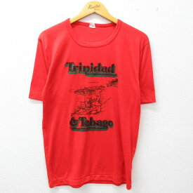 【中古】古着 半袖 ビンテージ ヴィンテージTシャツ メンズ 80年代 80s トリニダードトバゴ 地図 クルーネック 丸首 オレンジ Lサイズ 中古 | 春夏 夏物 夏服 ヴィンテージTシャツ メンズファッション カットソー ティーシャツ ティシャツ メンズTシャツ 半袖Tシャツ