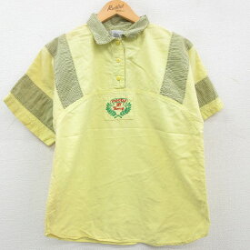 【中古】古着 半袖 トップスシャツ レディース 90年代 90s MOODS コットン 黄他 イエロー 中古 ブラウス | 春夏 春物 春服 秋冬 秋物 秋服 カジュアル レディースファッション おしゃれ かわいい 2OF