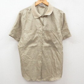 【中古】古着 半袖シャツ レディース ベージュ系 カーキ 中古 ブラウス トップス | 春夏 春物 春服 秋冬 秋物 秋服 カジュアル レディースファッション おしゃれ かわいい