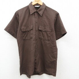 【中古】古着 ディッキーズ Dickies 半袖 ワークシャツ メンズ 90年代 90s 茶 ブラウン Mサイズ 中古 トップス | 春夏 春物 春服 夏物 夏服 カジュアルシャツ メンズファッション 半袖シャツ おしゃれ カジュアル 2OF