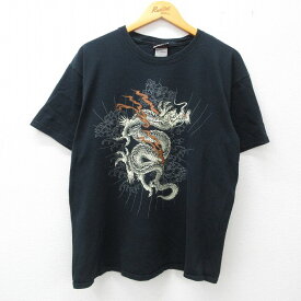 【中古】古着 半袖 ビンテージ ヴィンテージTシャツ メンズ 00年代 00s マイアミインク 龍 コットン クルーネック 丸首 黒 ブラック Lサイズ 中古 | 春夏 夏物 夏服 ヴィンテージTシャツ メンズファッション カットソー ティーシャツ ティシャツ メンズTシャツ 半袖Tシ