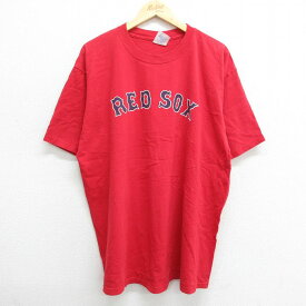 【中古】古着 マジェスティック 半袖 ビンテージ ヴィンテージTシャツ メンズ 00年代 00s MLB ボストンレッドソックス デビッドオルティーズ 34 大きいサイズ 2L LL ビッグシルエット ゆったり ビッグサイズ オーバーサイズ コットン クルーネック 丸首 赤 レッド メジ