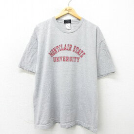 【中古】古着 ジャンスポーツ 半袖 ビンテージ ヴィンテージTシャツ メンズ 00年代 00s モントクレア 大学 大きいサイズ 2L LL ビッグシルエット ゆったり ビッグサイズ オーバーサイズ クルーネック 丸首 グレー 霜降り XLサイズ 中古 | 春夏 夏物 夏服 ヴィンテージT 2OF