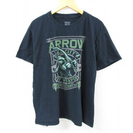 【中古】古着 アロー 半袖Tシャツ メンズ コットン クルーネック 丸首 黒 ブラック XLサイズ 中古 中古メンズ半袖プリントキャラクター 2OF