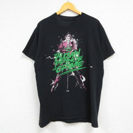 【中古】古着 半袖Tシャツ メンズ DCコミックス バットマン BATMAN ジョーカー クルーネック 丸首 黒 ブラック Lサイズ 中古 中古メンズ半袖プリントキャラクター