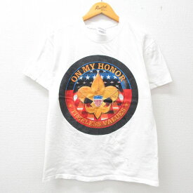 【中古】古着 ヘインズ Hanes 半袖 ビンテージ ヴィンテージTシャツ メンズ 00年代 00s 星条旗 ワシ ユリの紋章 コットン クルーネック 丸首 白 ホワイト Mサイズ 中古 | 春夏 夏物 夏服 ヴィンテージTシャツ メンズファッション カットソー ティーシャツ ティシャツ 2OF