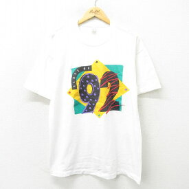 【中古】古着 半袖 ビンテージ ヴィンテージTシャツ メンズ 90年代 90s 92 クルーネック 丸首 USA製 アメリカ製 白 ホワイト XLサイズ 中古 | 春夏 夏物 夏服 ヴィンテージTシャツ メンズファッション カットソー ティーシャツ ティシャツ メンズTシャツ 半袖Tシャツ