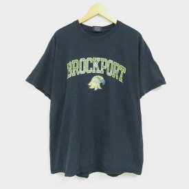 【中古】古着 半袖Tシャツ メンズ ブロックポート コットン クルーネック 丸首 黒 ブラック XLサイズ 中古 中古メンズ半袖プリントキャラクター 2OF