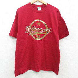 【中古】古着 半袖 ビンテージ ヴィンテージTシャツ メンズ 00年代 00s Dollywood 大きいサイズ 2L LL ビッグシルエット ゆったり ビッグサイズ オーバーサイズ コットン クルーネック 丸首 エンジ XLサイズ 中古 | 春夏 夏物 夏服 ヴィンテージTシャツ メンズファッシ 2OF