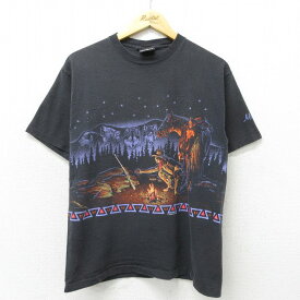 【中古】古着 半袖 ビンテージ ヴィンテージTシャツ メンズ 90年代 90s ハンター コットン クルーネック 丸首 USA製 アメリカ製 黒 ブラック 【spe】 Mサイズ 中古 | 春夏 夏物 夏服 ヴィンテージTシャツ メンズファッション カットソー ティーシャツ ティシャツ メン 2OF